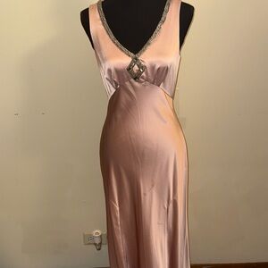 Ralph Lauren Pink Satin Chemise with Silver Accents